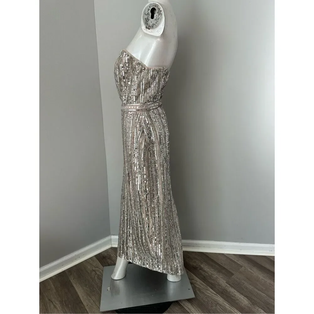 NWT MAC DUGGAL Embellished Strapless Column Dress Size US 10 $798
